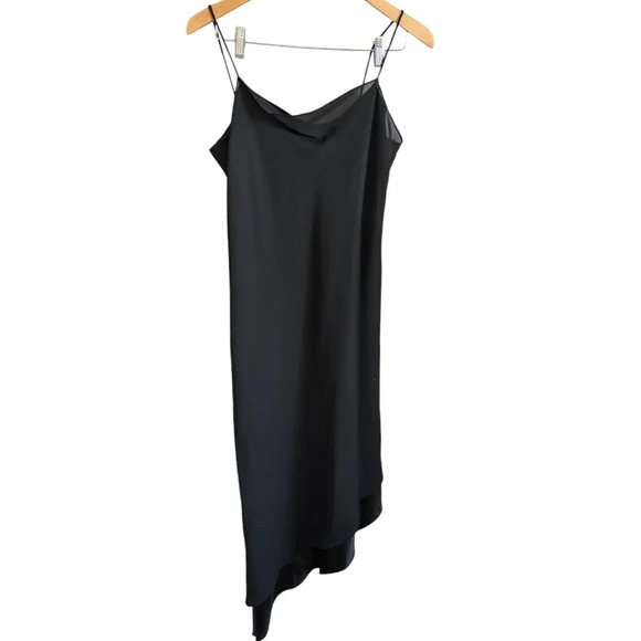 Positive Attitude Asymmetrical Dress Black size 12 90's Y2K Sheer Ruffle LBD - Picture 6 of 6